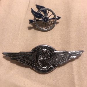Police motorcycle unit collar pin and pocket pin.